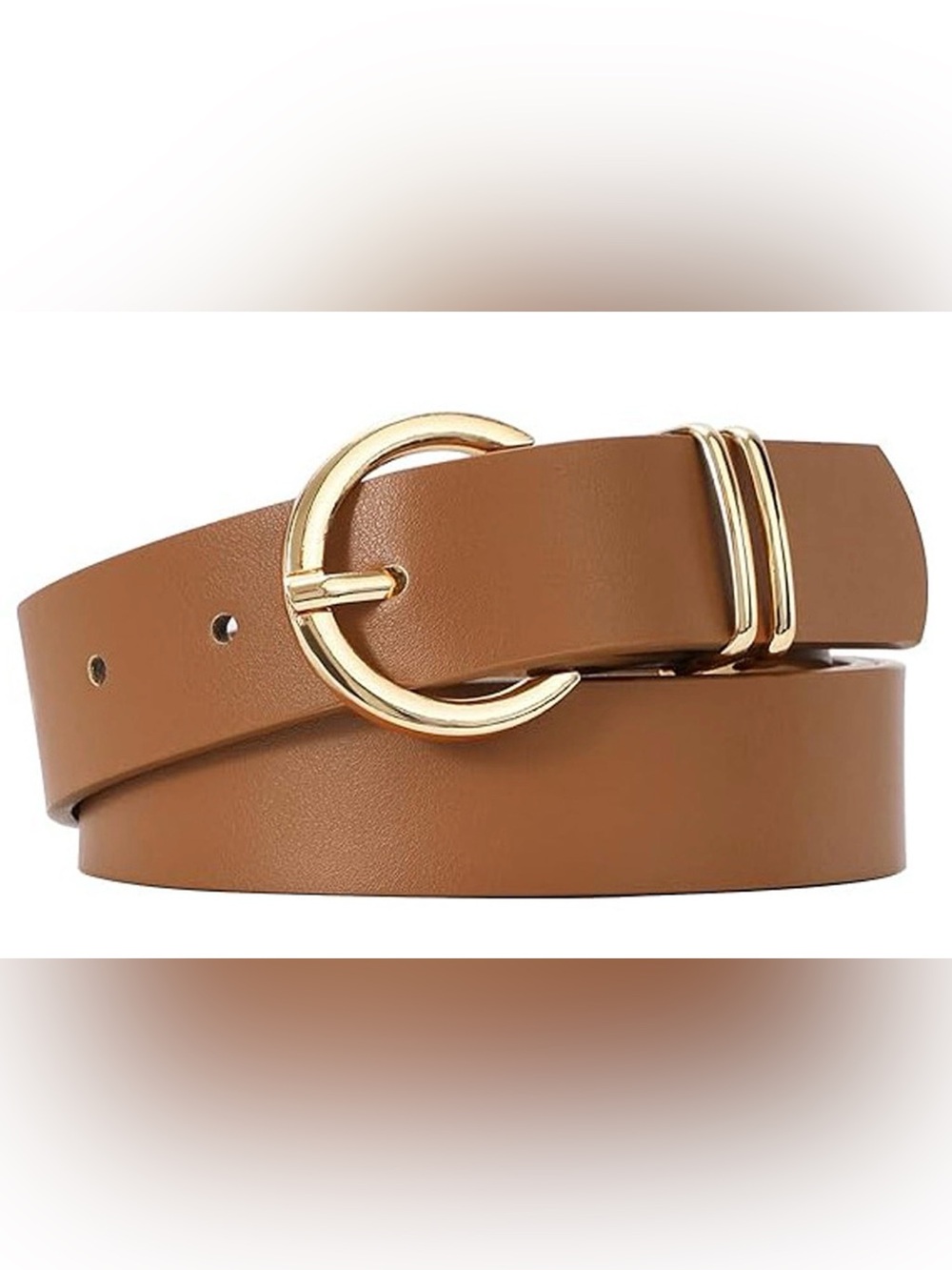 Women's Tan Belt with Gold Circular Buckle 42in